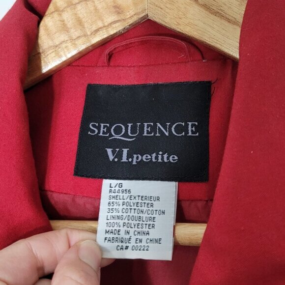 Sequence VI Petite 90s Red Vented Classic Jacket Zippered Outerwear Drawstring S - Picture 2 of 9
